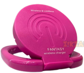FANTASY شاحن ايربودز لاسلكي 5W وقاعدة ستاند للموبايل مع كيبل USB 