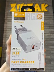 شاحن موبايل ISHOCK FAST CHARGER 3.1A CALW-01