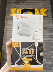 شاحن سريع ISHOCK CALZY-B01 3.1A كابل بطول 1000 مم 