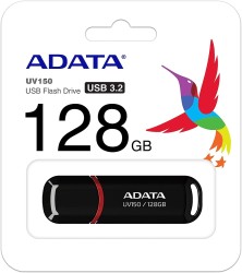 محرك أقراص فلاش ADATA UV150 128GB USB 3.0 Snap-on ، أسود (AUV150-128G-RBK)