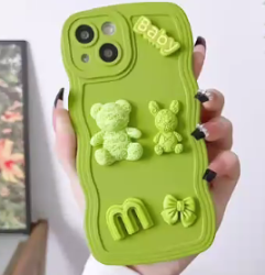 كفر موبايل سيليكون لهاتف الايفون  Wave Edge 3D M Bear Bunny