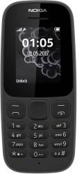 نوكيا 105 بشريحتين اتصال، 4 ميجابايت، شبكة الجيل الثاني 2G - لون اسود