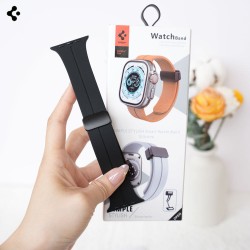 حزام ساعة ابل Spigen مشبك مغناطيسي قابل للطي حزام سيليكون ناعم لساعة Apple Watch Ultra Series 7 6 5 4 سوار ساعة رياضي بديل لساعة Apple 45 مم 44 مم 41 مم 40 مم سوار سيليكون سائل ناعم