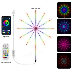 حبل إضاءة الالعاب النارية مع جهاز تحكم عن بعد 5 فولت USB  التحكم الذكي IC LED RGB