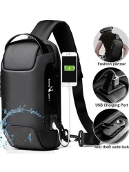 حقيبة كروس كتف الرياضية مقاومة للسرقة و للماء مع قفل كلمة مرور USB 