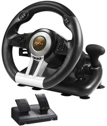 ستيرينج سباق PXN PC، V3II 180 عجلة قيادة سيارة سباق USB عالمية مع دواسات لأجهزة PS3، PS4، Xbox One، Xbox Series X/S، Switch (أسود)