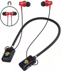 سماعة طوق LKD-6899 بمصباح LED لاسلكي من Blue Tooth، سماعة معلقة قابلة للتعديل، صوت جهير عميق، سماعة ألعاب رياضية محيطة