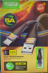 GFUZ كابل USB الى تايب سي 5A شاحن سريع وبيانات مثالية لاجهزتك مع ضوء مؤشر ملون موديل CA-140C