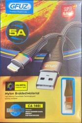 GFUZ كابل USB الى ايفون 5A شاحن سريع وبيانات مثالية لاجهزتك ضوء مؤشر ملون موديل CA-140i