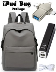 ايباد بكج ( حقيبة ظهر بغطاء ضد الماء + باور بانك اصلي 2800 مللي امبير  + SX-39 تحويلة USB الى جميع انواع الاجهزة متعدد الوظائف + كابل شحن  )