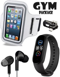 GYM بكج ( حقيبة ذراع رياضية مقاومة للماء  + الساعة الرياضية M5 + سماعة اذن جديدة ومتطورة S6 + تحويلة قارئ بطاقات ذاكرة مايكرو Otg)
