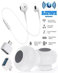 بلوتوث بكج ( سبيكر بلوتوث ضد الماء  + سماعة طوق بلوتوث S6  + تحويلة مايكرو USB ذكر إلى USB 2.0 محول OTG  )