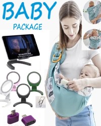 بكج الطفل ( حمالة الاطفال + حامل هاتف سطح المكتب مع مرآة + تحويلة مايكرو USB ذكر إلى USB 2.0 )