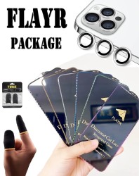 فلاير بكج ( حماية من الزجاج بحواف زكزاك FLAYR + حماية الكاميرا +  اصابع لمس ضد التعرق قماش مطاط دبل )