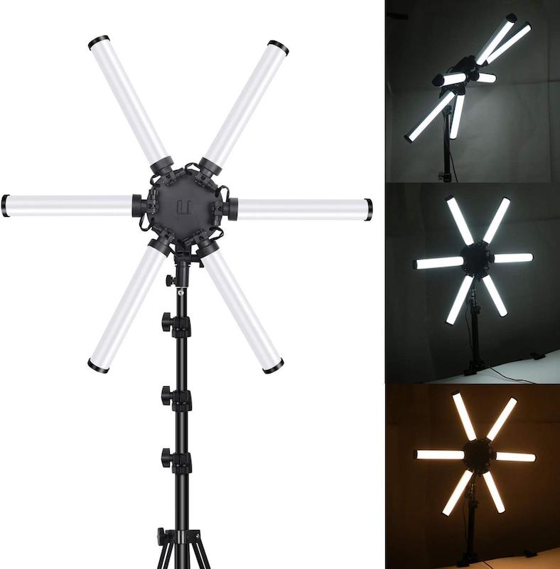 إضاءة LED احترافية متعددة الأذرع للتصوير مع ستاند هاتف وترايبود ثلاثي القوائم HD-60X
